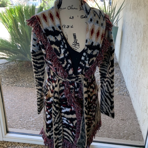 NWT Anthro Paloma Fringe tiger  print cardigan XS - Picture 5 of 16
